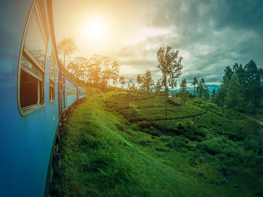 Cesta vlakem z Elly do Kandy mezi čajovými políčky, Srí Lanka