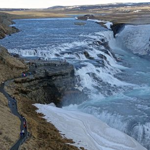 Vodopád Gulfoss v zimě, Island, zdroj: pixabay