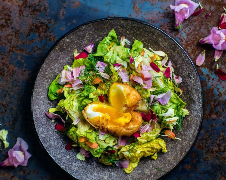 Tempura egg salad