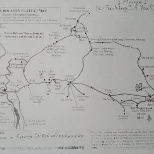 Plánek okruhu, Bolavenská plošina, Laos