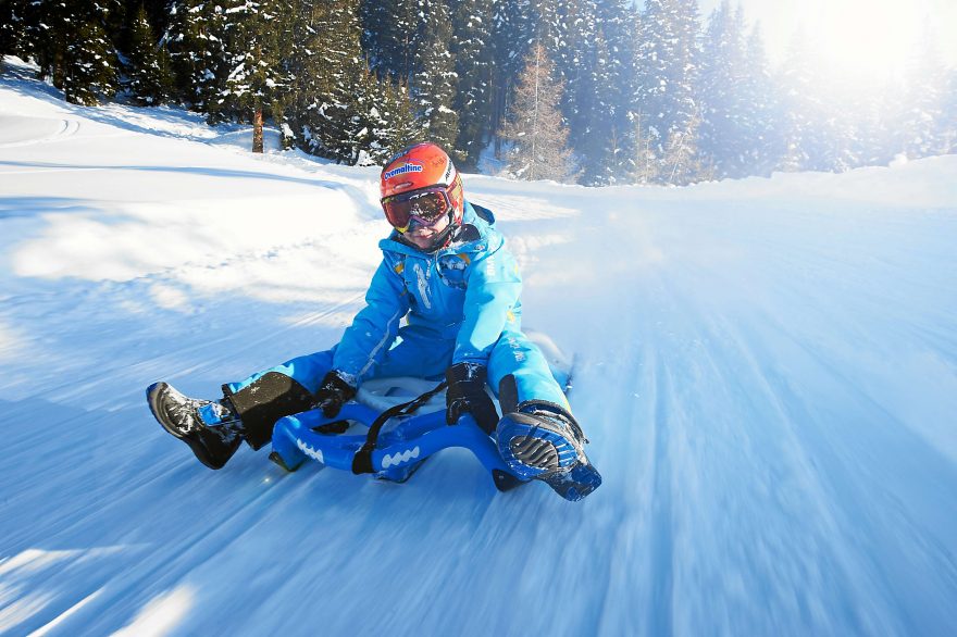 Na sáňkách, Rinerhorn, Švýcarsko