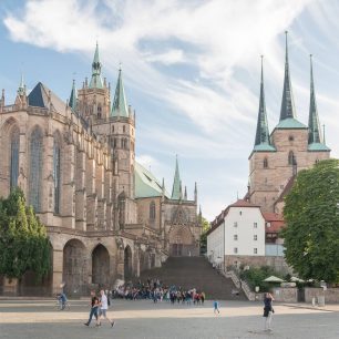 Domplatz in Erfurt, Durynsko, Německo