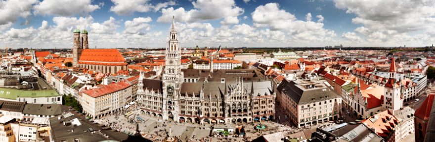 Mnichov – panoramatický výhled na město, Bavorsko