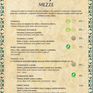 MENŠÍ JÍDLA - MEZZE