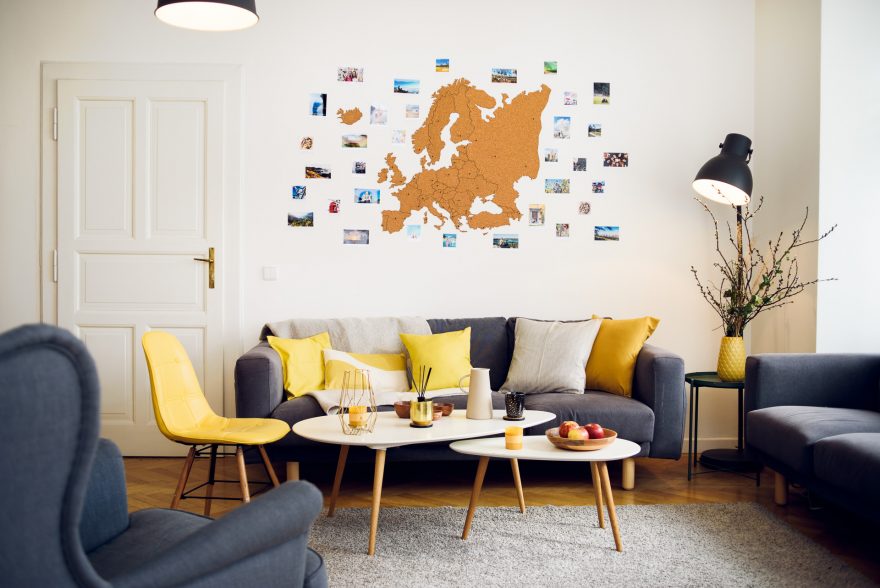 Mapa Evropy v interiéru
