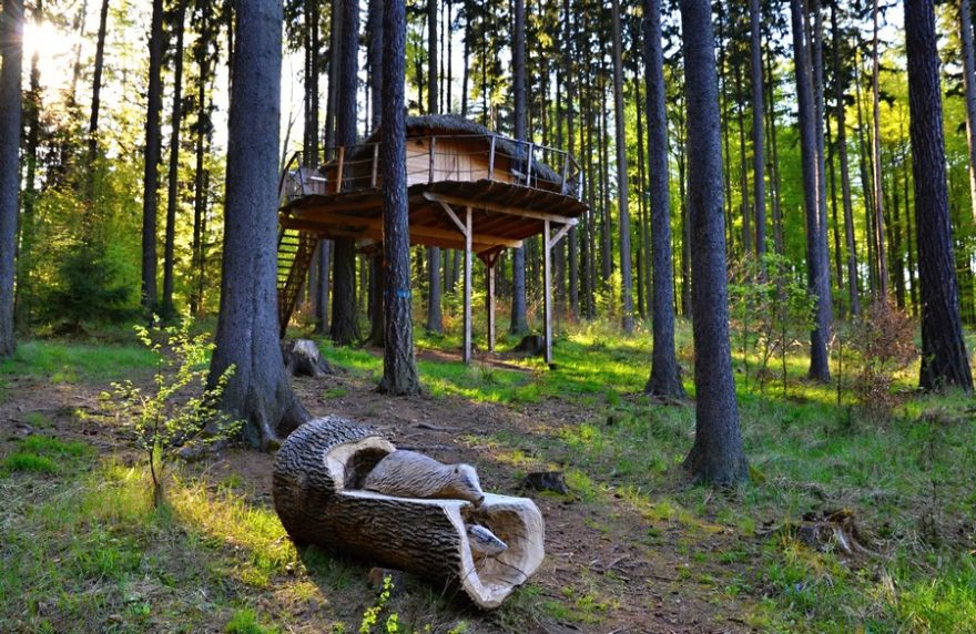 Tree house U Jezevce, zážitkové ubytování v lese najdete na mnoha místech naší země