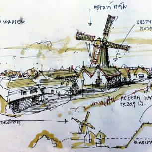 Větrný mlýn v areálu muzea Kaap Skil - Texel