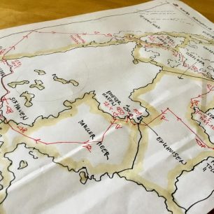 Orientační námořní mapka z lodního deníku