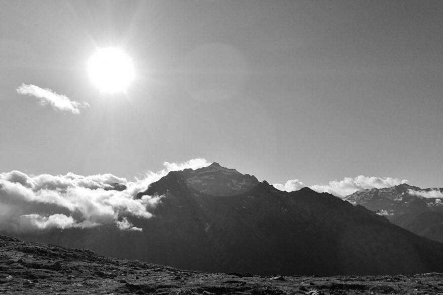 Pohled na Monte d’Oro ze sedla Muzzela