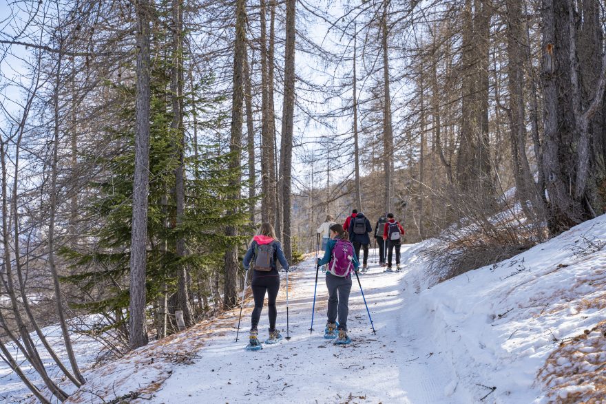 Objevování okolí na sněžnicích